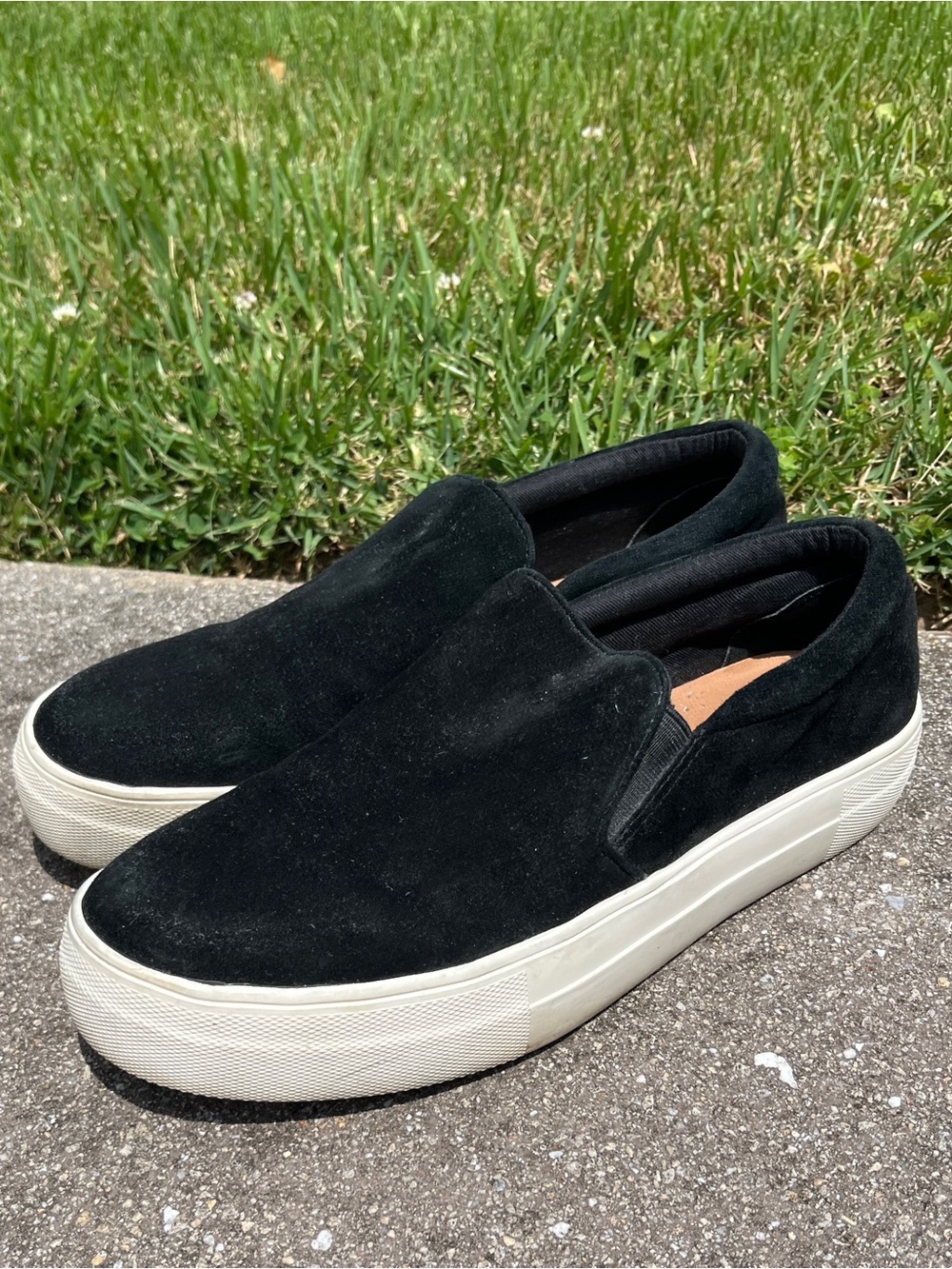 Steve Madden Black Suede Slip-On Platform Sneakers. 7.5 but runs small.